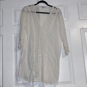 White crochet bathing suit cover up